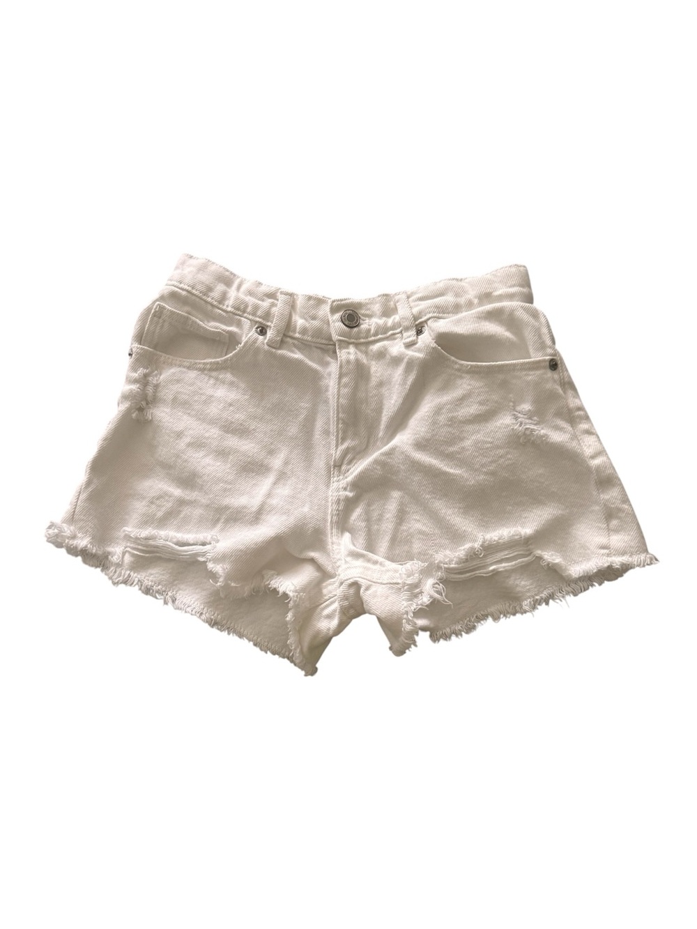Zara White Frayed Hem Denim Girls Shorts
